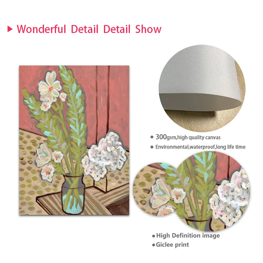 Watercolor Flower Leaf Plants Wall Art Canvas Painting Abstract Posters And Prints Hotel Bar Wall Pictures For Living Room Decor view 4