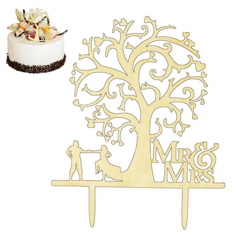 Cake Topper Tree Wedding Mr. And Mrs. Cake Topper Funny Bride And Groom Rustic Wedding Aniversary Party Engagement Decoration