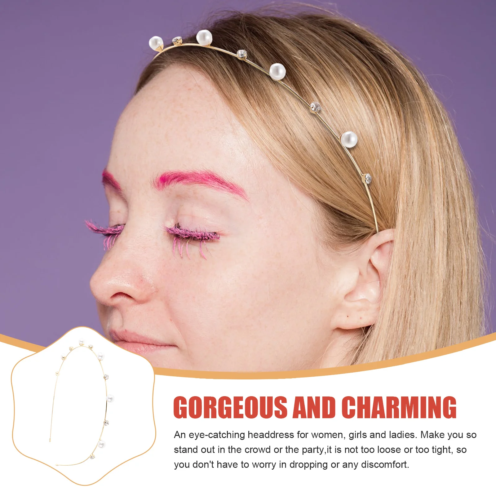 

Exquisite Pearl Hairband For Women Bridal Wedding Headpiece Alloy Charm Headband Shiny Girls Hair Accessory Elegant Bridal