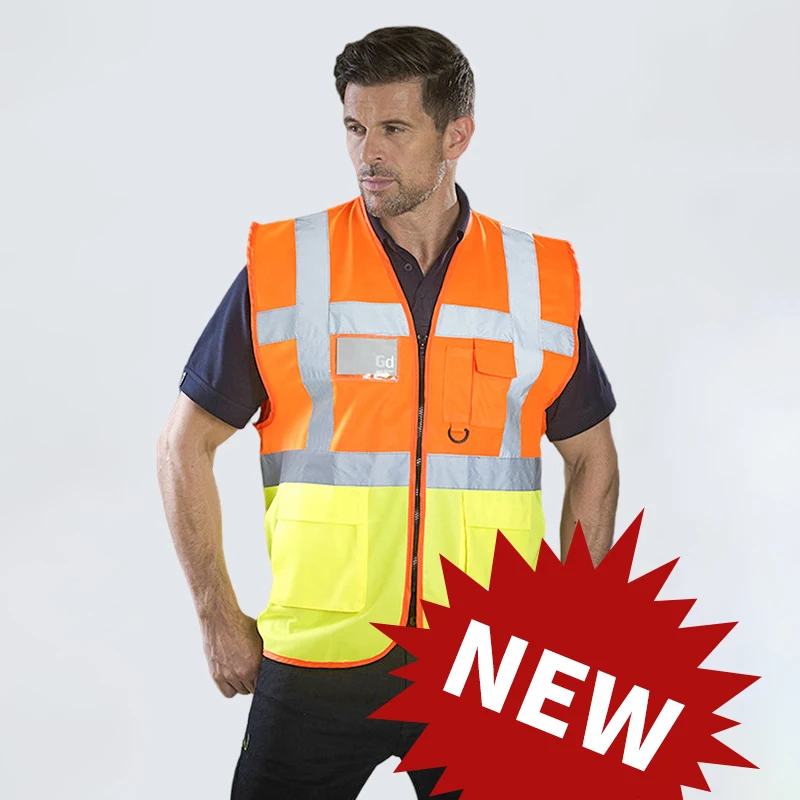 Safety Vest Reflective With Tool Pockets High Visibility Reflective Vest Workwear GRS European Standard Certification