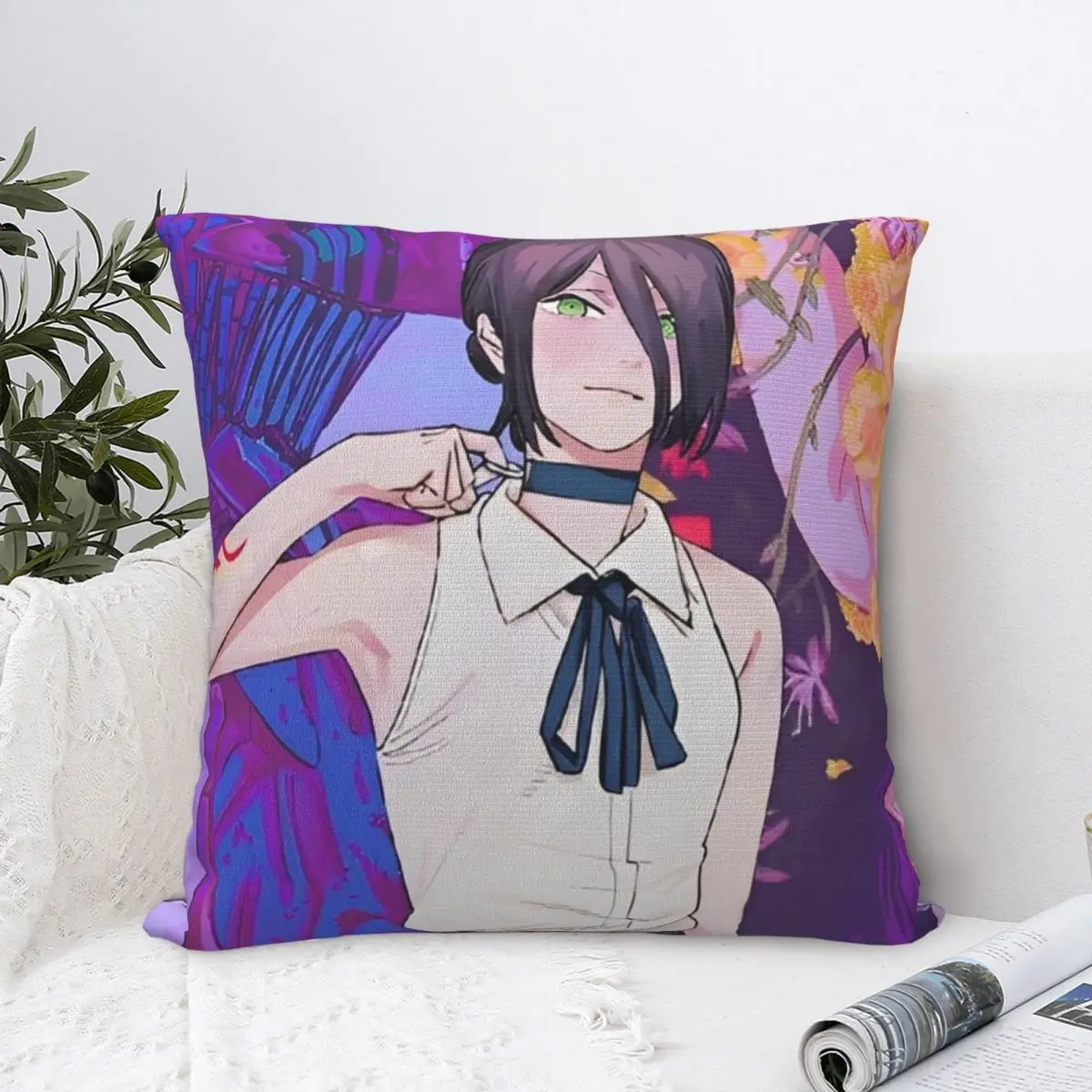 Chainsaw Man Reze Pillowcases Car Anime Movie Cushion Cover Cute Decor Pillowcase 45*45