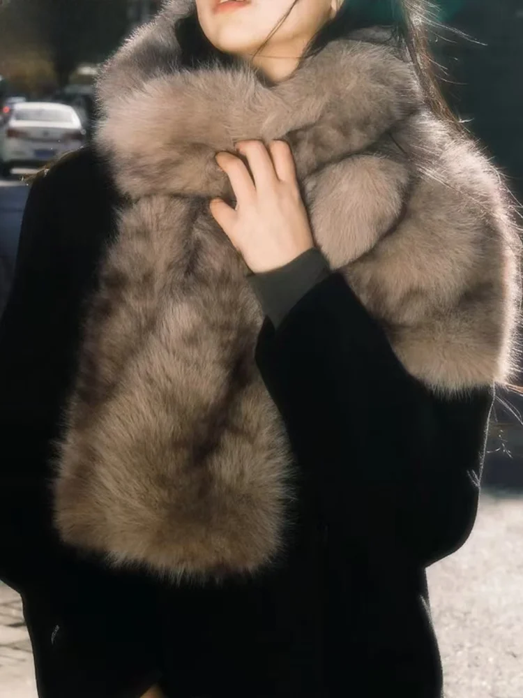 Cachecol de Pelúcia Retro io e Quente, Estiloso e Versátil, Acório de Inverno para Mulheres com Padrão adiente em Fib...