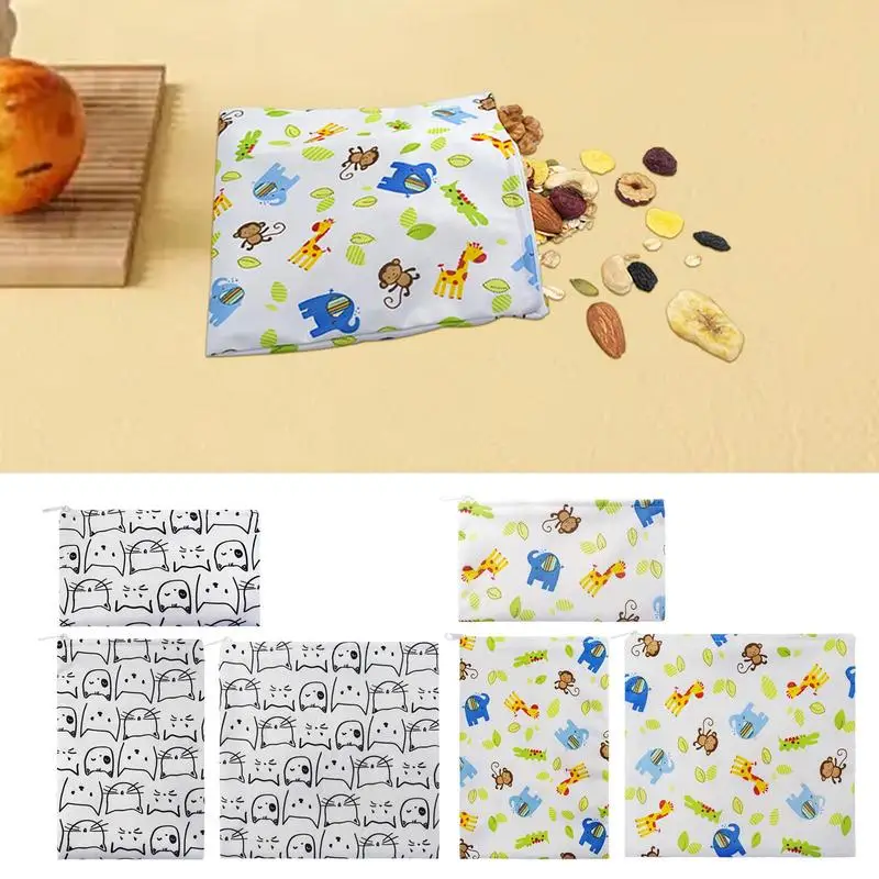 

3Pcs Waterproof Fruit Food Storage Bags Reusable Lunch Bag Zipper Food Storage Bags for Work School Outdoor Food Carrying