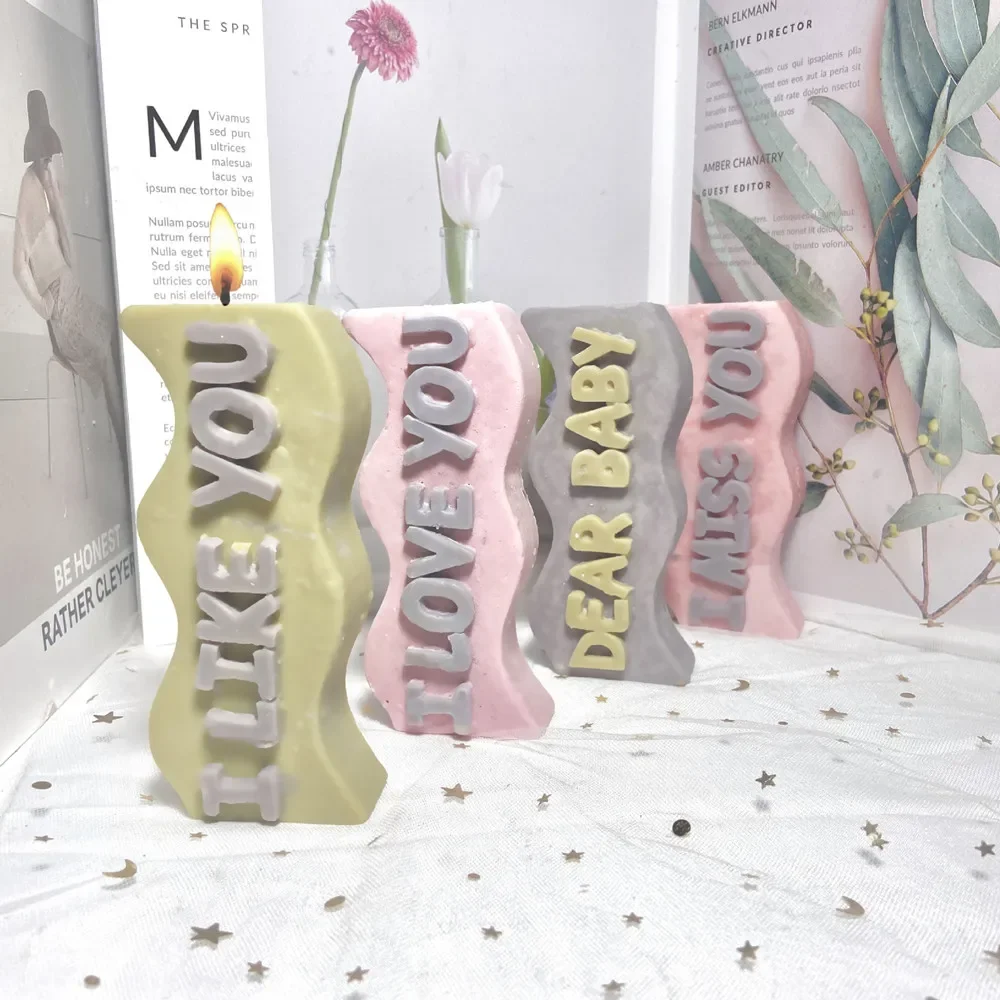 Candle Molds for Candle Making Wave Alphabet Letter Pillar Silicone Candles Mold Aromatherapy Soy Wax Party Gifts Crafts