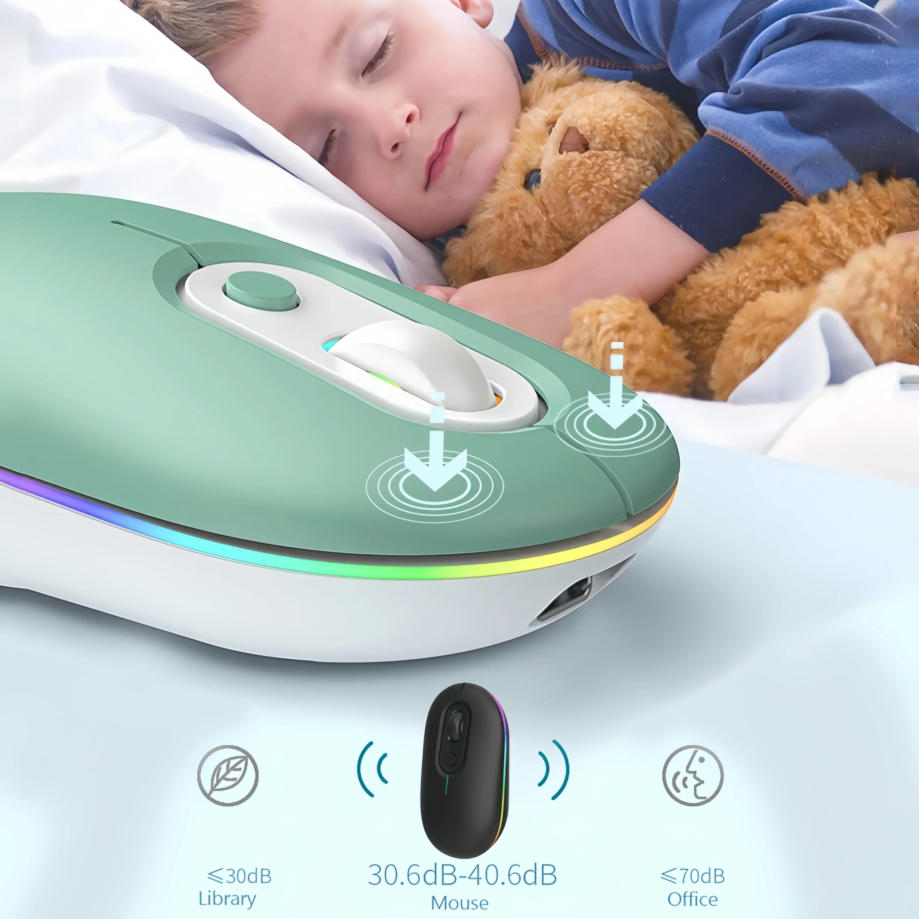 RGB Bluetooth 5.2 Mouse Dual-Mode 2.4G Wireless Mouse 400mAh Rechargeable Mouse Silent Mouse Gaming Mouse Mice for Laptop Tablet