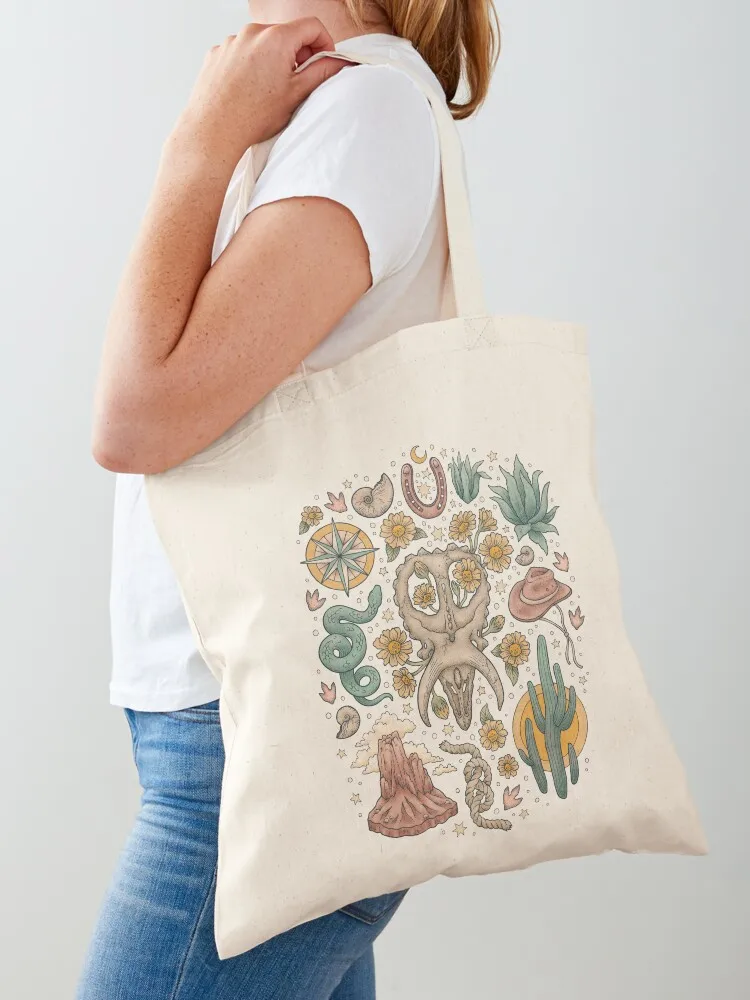 

The Desert Sunflowers Dinosaur Southwest Adventure Art Natural History Explorer Tote Bag large tote bag Gift bags