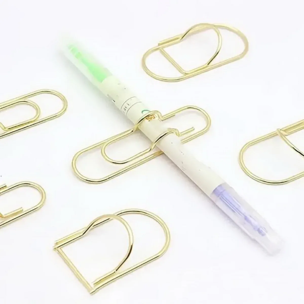 Golden Metal Pen Holder Portable Hand Bookmark Fixed Clip for Office And School Supplies Accessory
