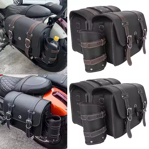 Retro Motorcycle Saddlebag Large Capacity Side Bags Storage Tool Waterproof Bag Black/Brown For Harley Sportster XL 883 1200