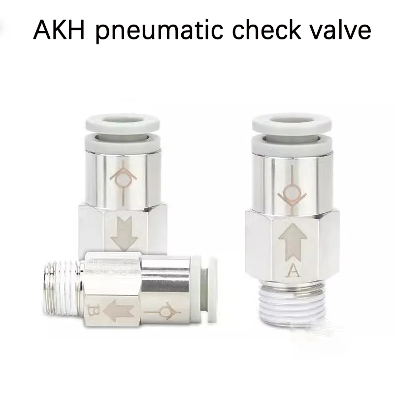 AKH Pneumatic Check Valve One-way Exhaust Valve Straight-through SPC8-02 VPC8-01 Prevents Air Backflow BSPT Thread 1/8 1/4 3/8