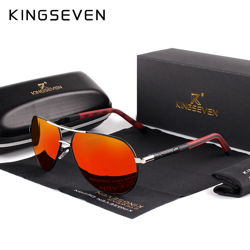 

KINGSEVEN Brand Men's Aluminum Magnesium Sun Glasses Polarized UV400 Sun Glasses oculos Male Eyewear Sunglasses For Men N725