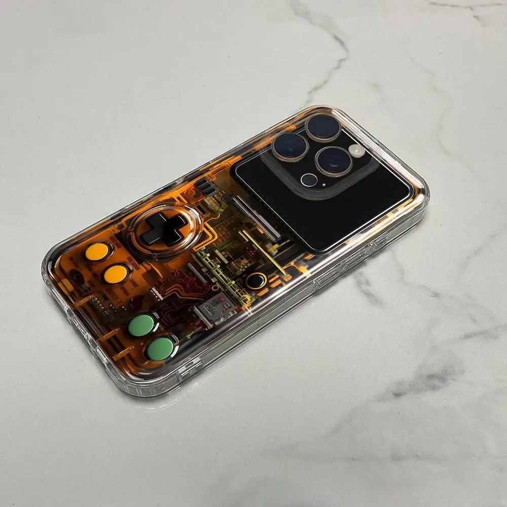 حافظة هاتف محمولة لوحدات التحكم بالألعاب لهواتف iPhone 16,15,14,13,12,11 Plus,Pro,Max,XR,XS,Plus,E,SE4,Mini Transparent Shell