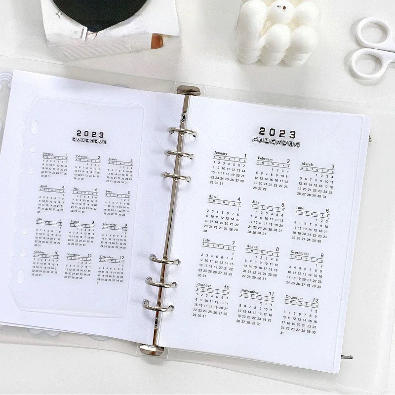 1 pz 2023 calendario PP divisore formato A5/A6 fogli sciolti notebook pianificatore foglio di indice raccoglitore categoria pianificatore clip interna