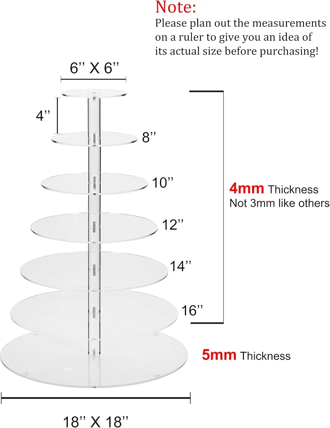 7-Tier Acrylic Round Cake Stand for Cupcakes, Desserts, and Tea Parties - Wedding Serving Platter