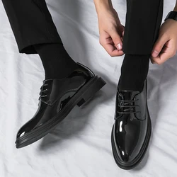 Italian Dress Shoes Leather Fashion  for Men Pointed FormalShoes Men Formal Office 2024 Spring Party Luxury Mirror Oxford Shoes