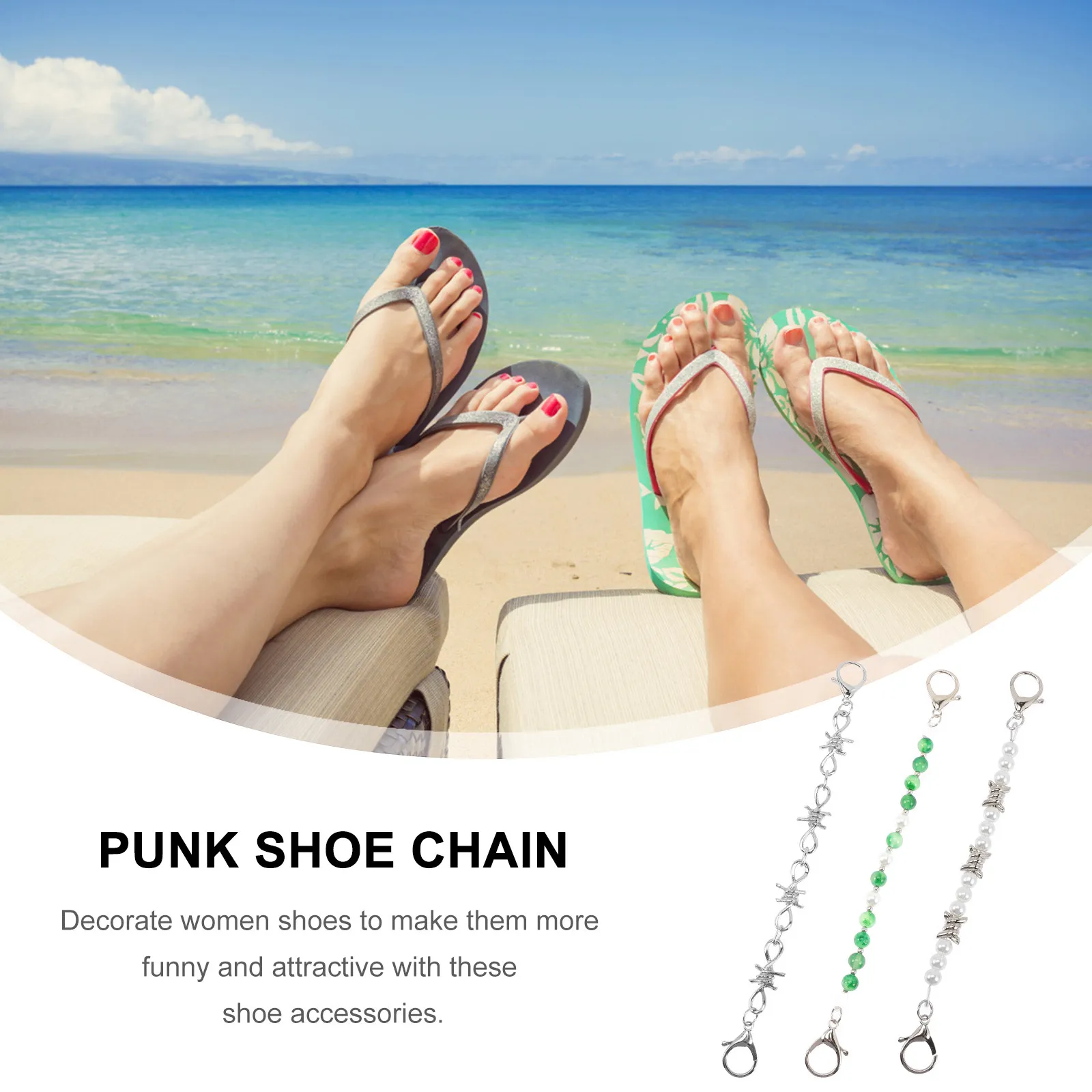 3pcs Shoe Chains Punk Style Metal Rivet Pearl Buckle For Sandals Boots Sneakers Women Diy Fashion Shoe Jewelry Decor Accessories