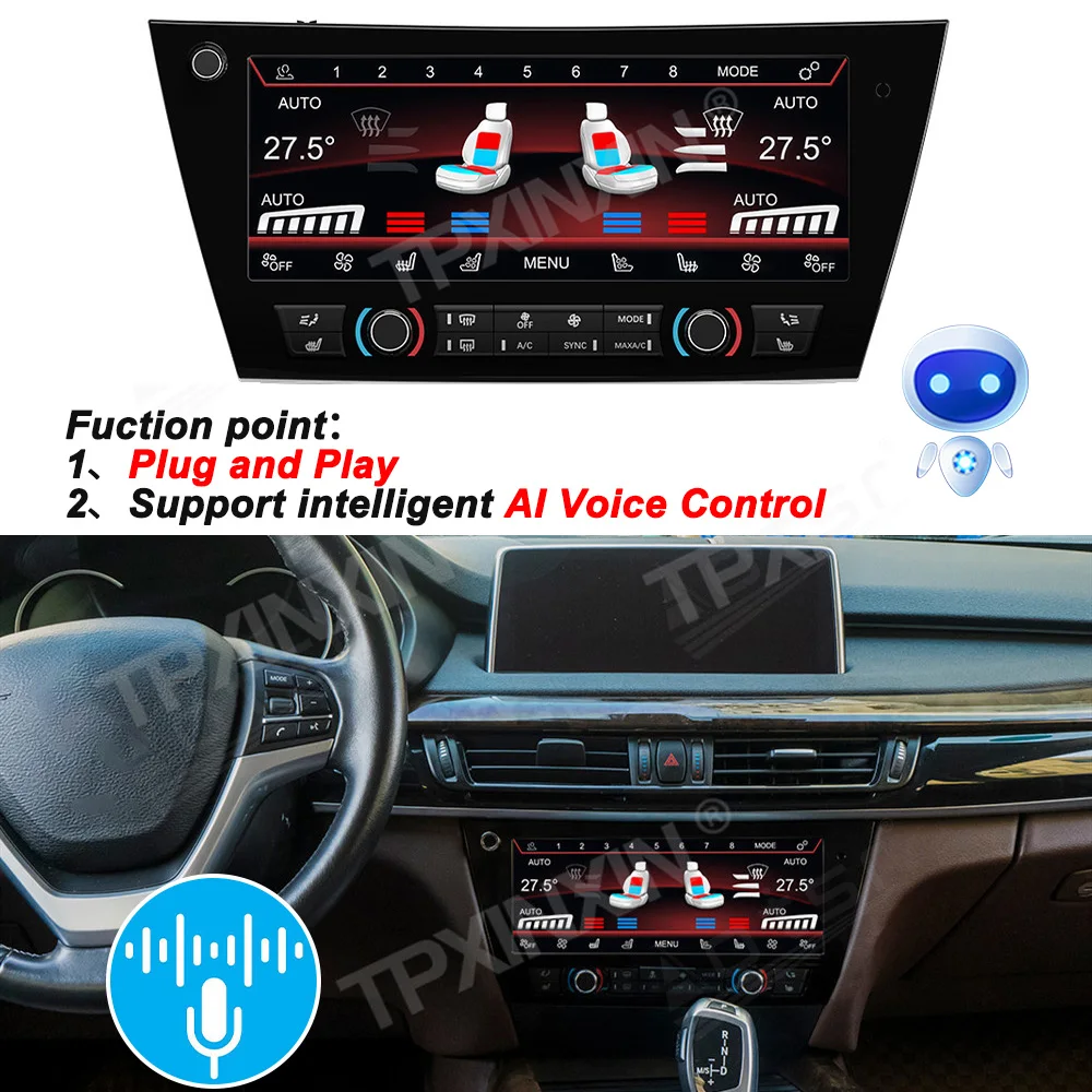 LCD Air Conditioning Board AC Panel For BMW X5 F15 X6 F16 2014 - 2019 Air Conditioner Climate Touch Screen AI Voice Control