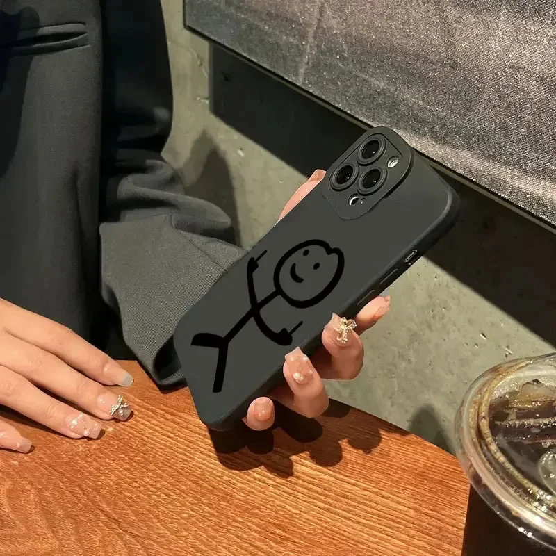Cute Cartoon Matchman Matte Silicone Phone Case For iPhone 16 11 12 13 14 15 17 Pro Max XR XS X 7 8 Plus SE2 16E Soft Back Cover view 5