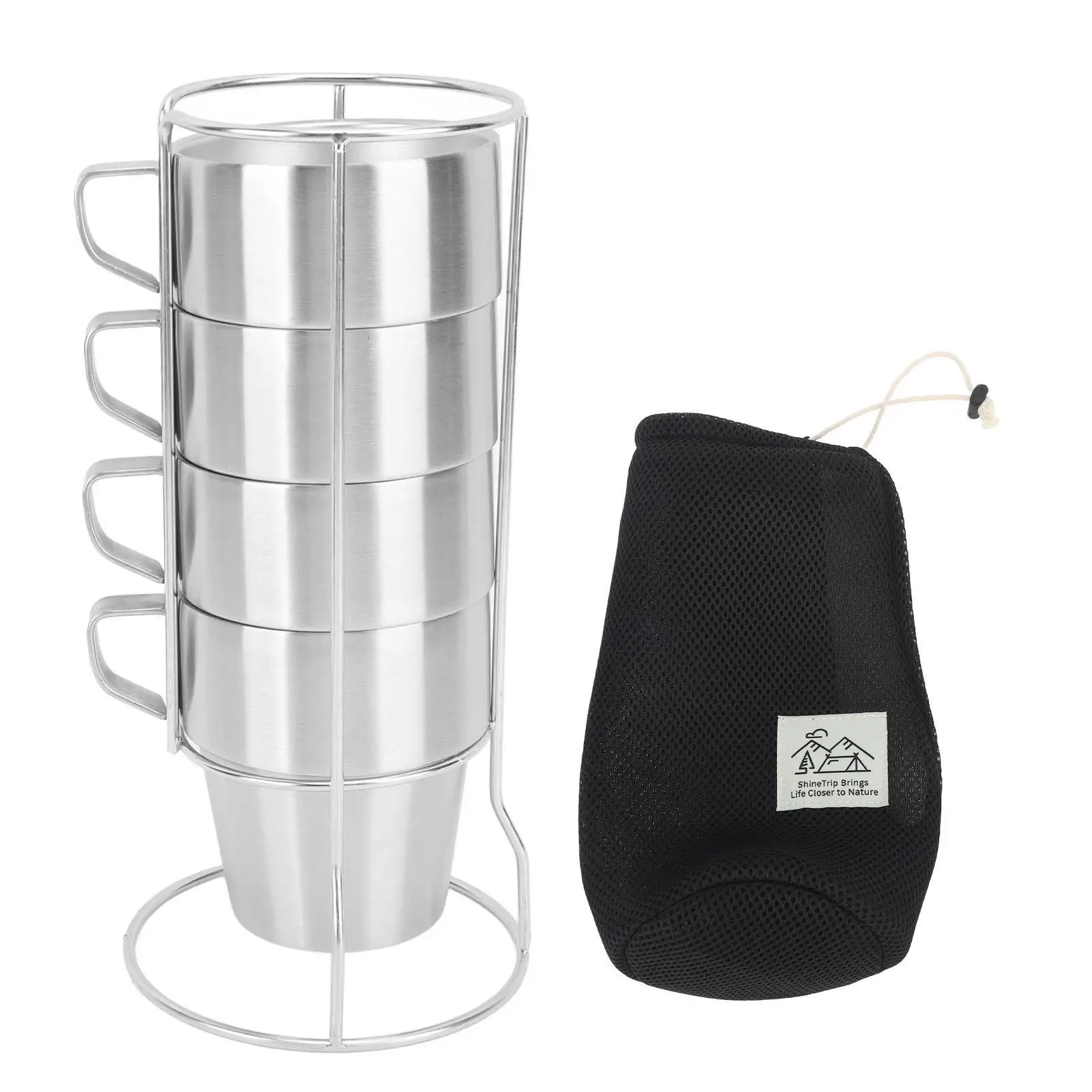 

300ml Insulated Stackable Coffee Cups Set - Stainless Steel Double Layer Mugs for juice & Iced Coffee