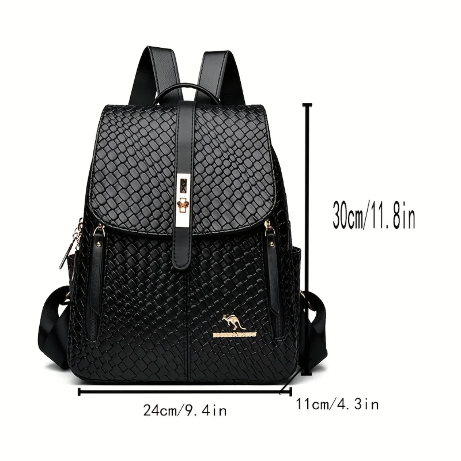 Zaino con patta intrecciata, semplice zaino in pelle vegana, zaino versatile per lavoro, viaggi