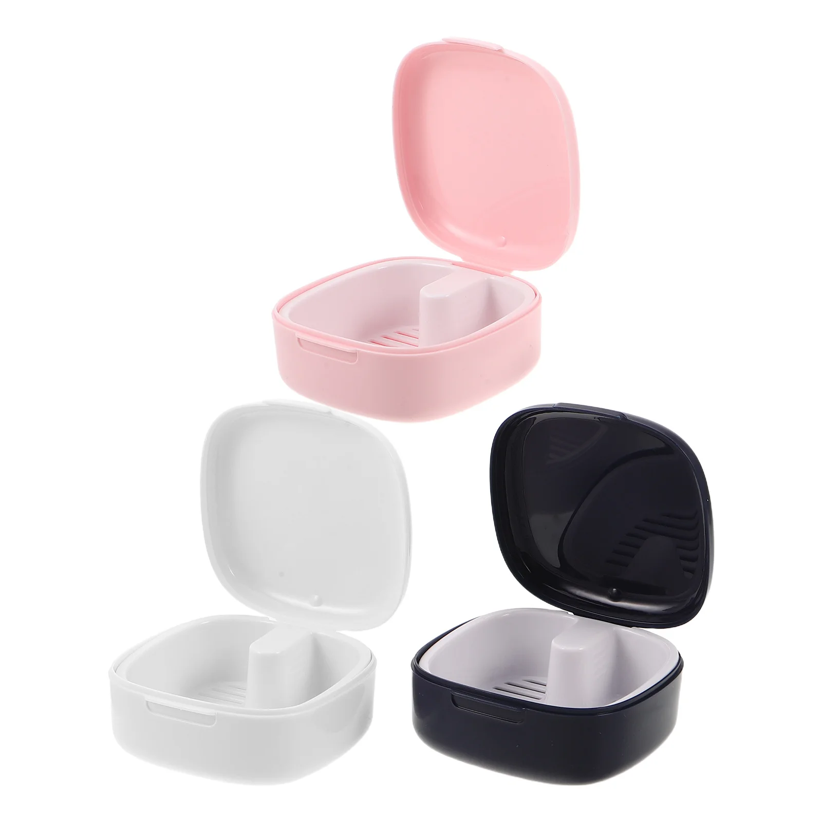 

3Pcs Denture Holder Case for Soaking Breathable Compact Plastic Tooth Storage Box Travel Denture Case Lightweight Secure Fit