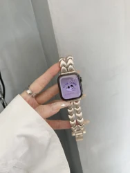 Starlight Love Heart Metal Strap For Apple Watch Band 8 7 SE 6 3 4 5 Zinc Alloy bracelet For iWatch Series 41 38 40mm 44 45 49mm