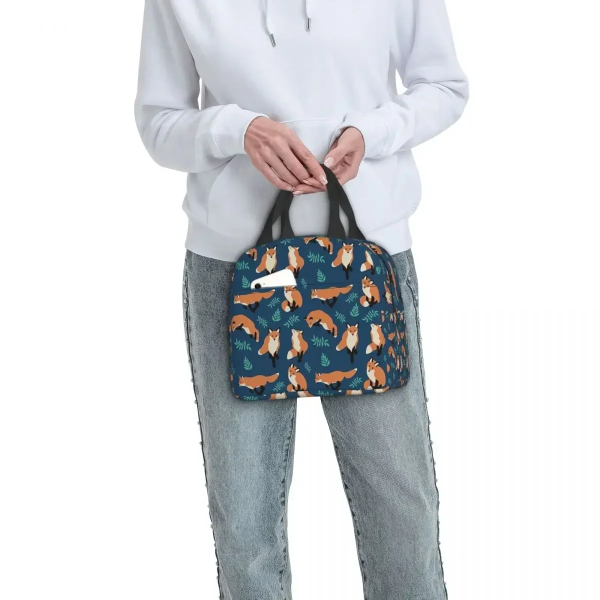 Bolsas de almuerzo con aislamiento de estilo Fox para mujer, bolsas de Picnic portátiles, fiambrera térmica, bolso de mano para el trabajo, escuela para niños