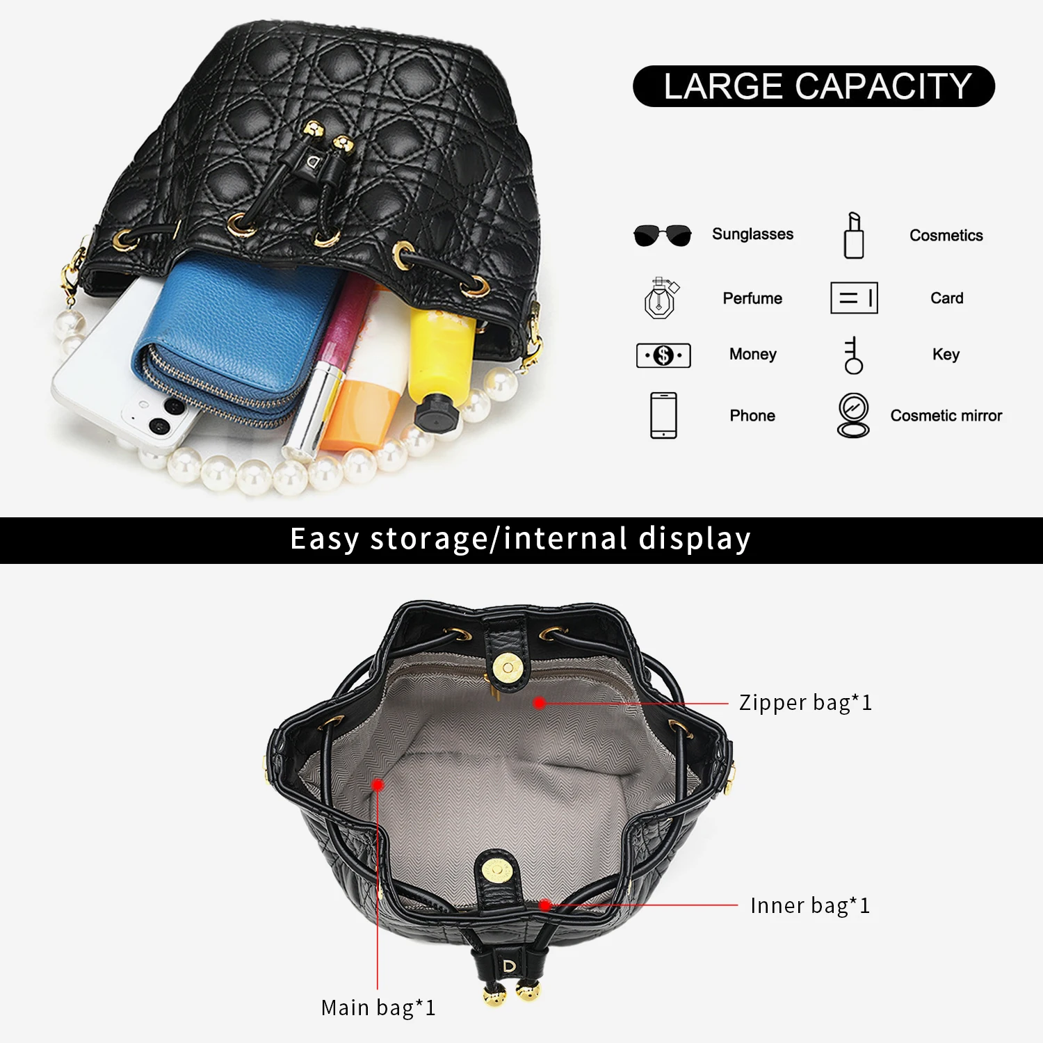 กระเป๋าสะพายไหล่แบบใหม่ สายโซ่ - Chain Crossbody Quilted บทวิจารณ์และราคา