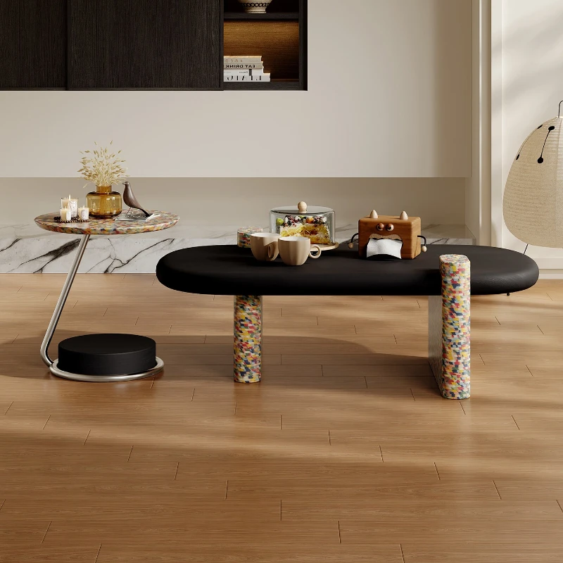 Coffee table rainbow color veneer high-end sense small apartment art modern