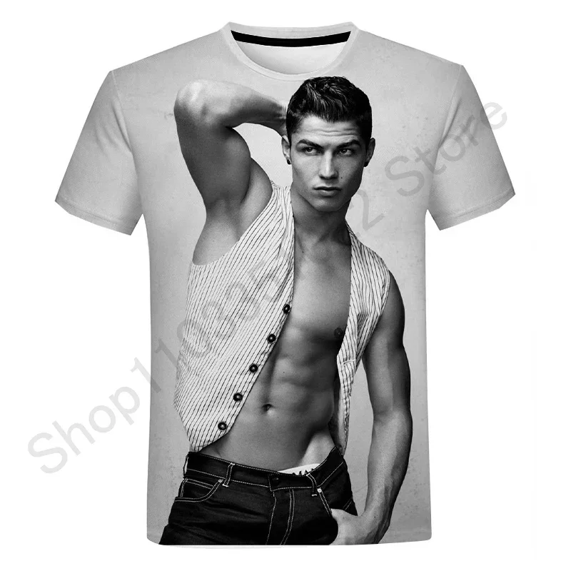 New Fashion Cristiano Ronaldo Summer Fashion New T-shirt Football Star Casual Crewneck Men 3D Printed T-shirt Short Sleeve Hip H