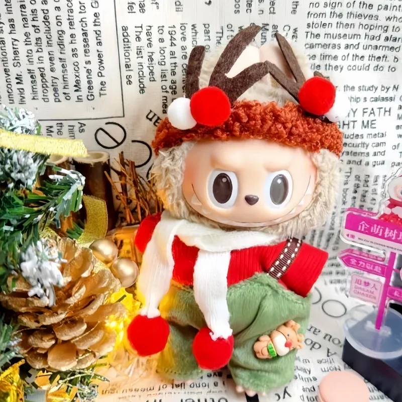 Tylko ubranka dla Labubu 17cm Nowe, dostępne od ręki pluszowe winylowe zawieszki do noszenia, urocze i stylowe ubrania, kreatywne zestawy na Boże Narodzenie i Halloween.