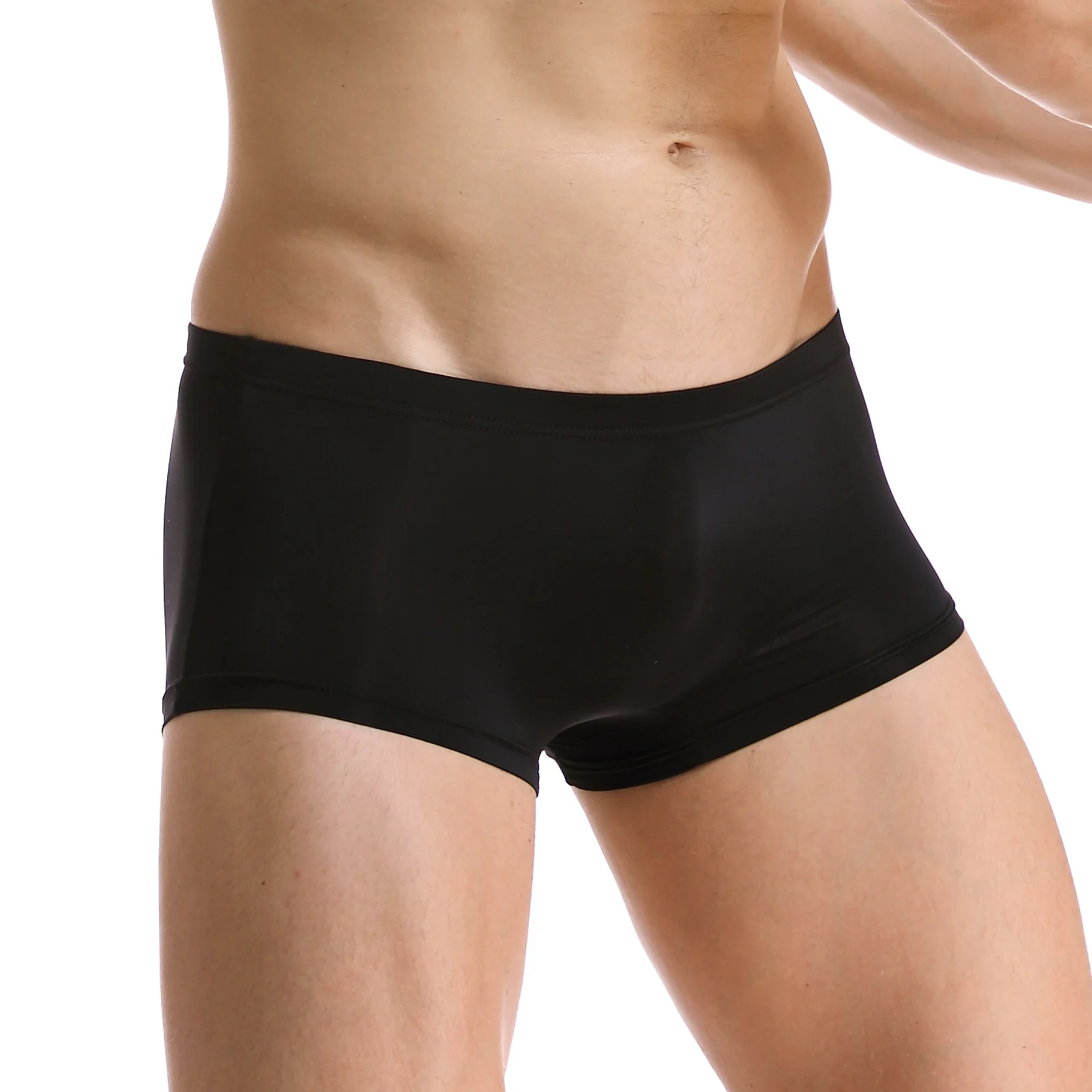 Men's Transparent Bath Boxers Trunks Ice Silk See Through Breathable Beach Panties Home Bathroom Bathing Low-rise Underpants