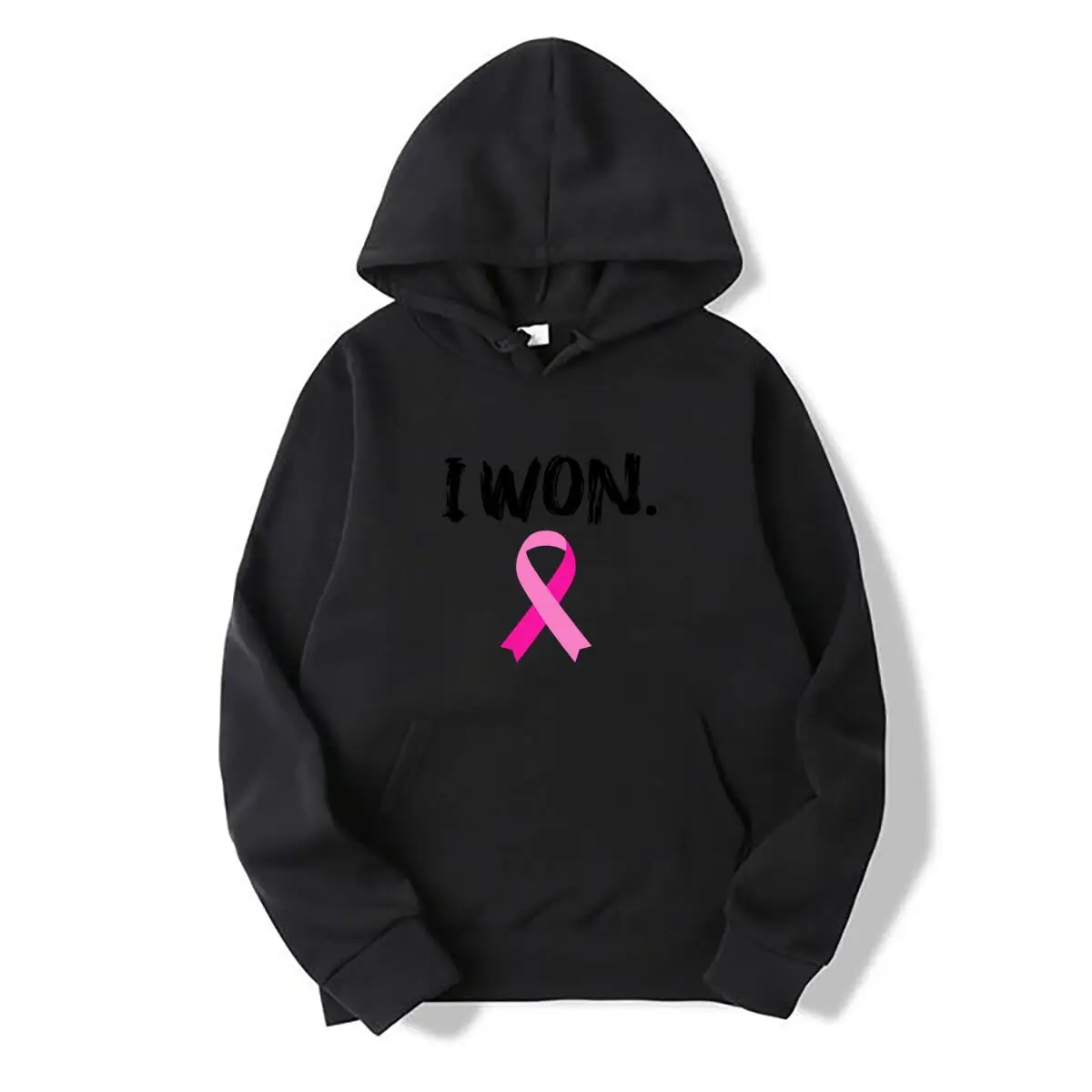 I Won Breast Cancer Awareness Pink Ribbon Autumn and winter new men's and women's hooded sweatshirts