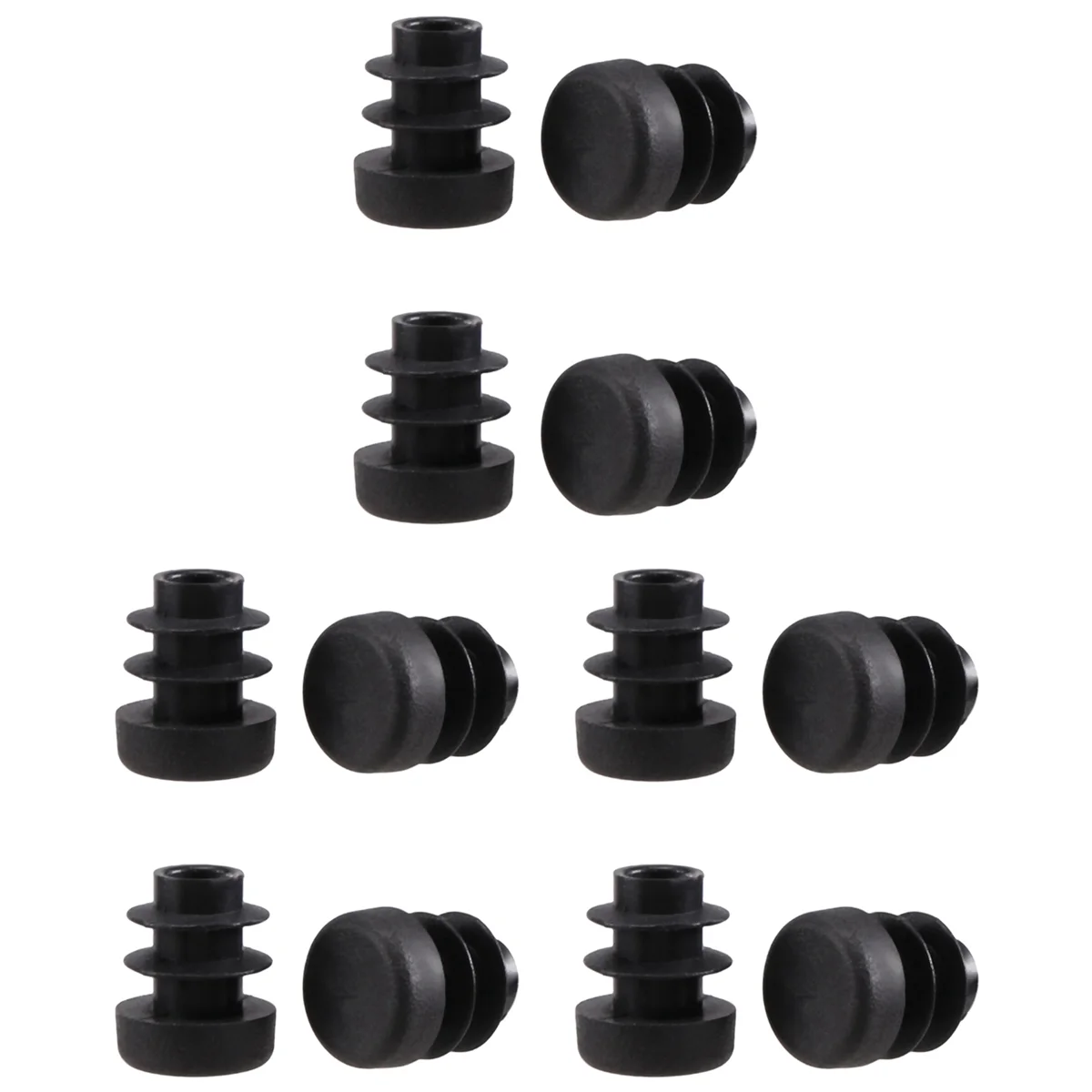 T27C 12 Pcs Plastic 12mm Pipe End Blanking Caps Bung Tube Insert Plug Round Black