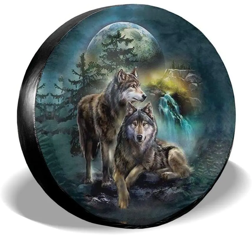 

Foruidea 3D Printed Wolf Spare Tire Cover Waterproof Dust-Proof UV Sun Wheel Tire Cover Fit for ,Trailer, RV, SUV and Many