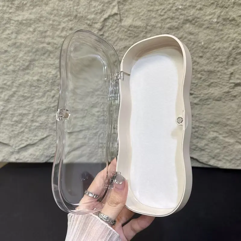 Disney Mickey Transparent Wave Glasses Box Anime Character Children's Cute Portable Pressure resistant Glasses Storage Box gifts