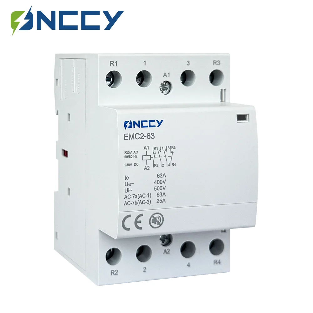

Контактор переменного тока ONCCY 4P, 40A 63A, бытовой контактор переменного тока на DIN-рейку для умного дома, контактор для зарядки свай 2NO2NC 4NO 4NC