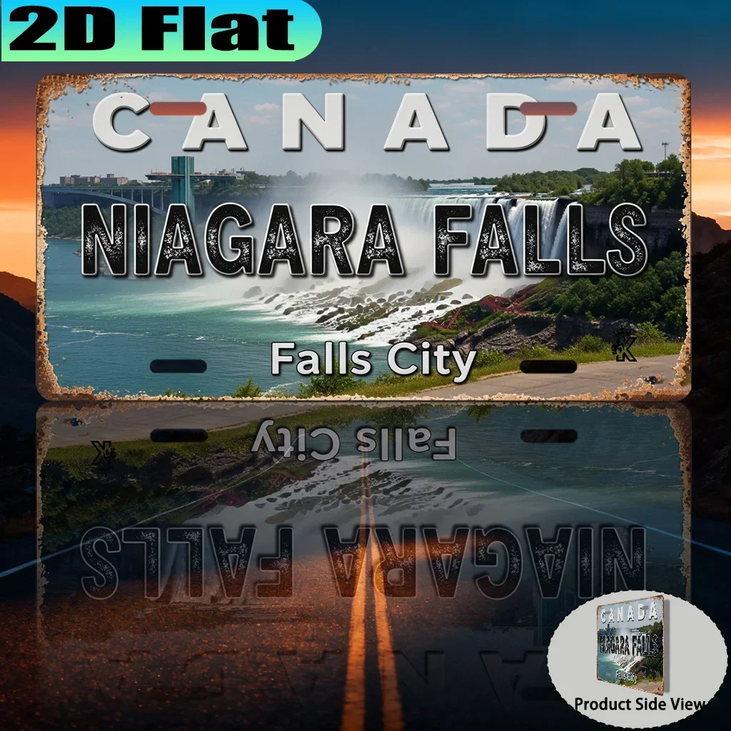 2D Flat,1pc, Niagara Falls Falls City retro aluminum sign license plate (12x6in), retro urban style, travel enthusiast gift