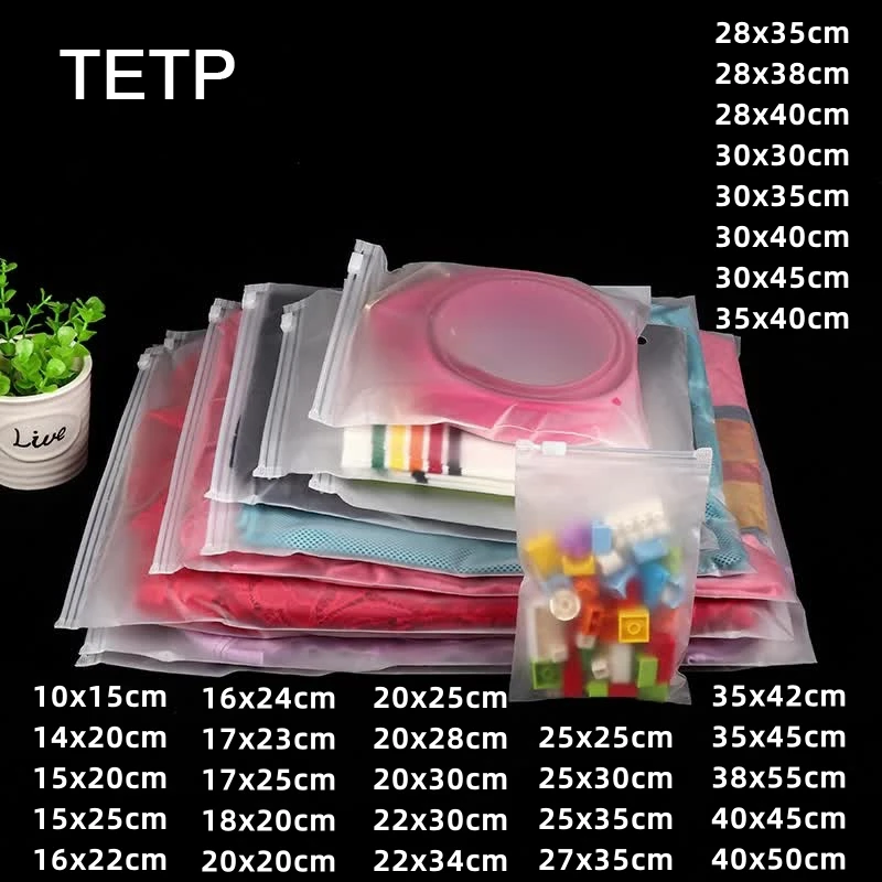 TETP 50Pcs Frosted Zipper Bags Home Travel Storage Organizer For T-shirt Pants Socks Underwear Tool Packaging With Air Hole