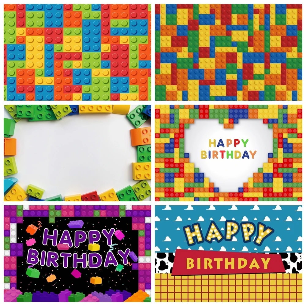 

Toy Building Blocks Photography Backdrops Children Birthday Baby Shower Party Photographic Background Decor Photo Studio Props