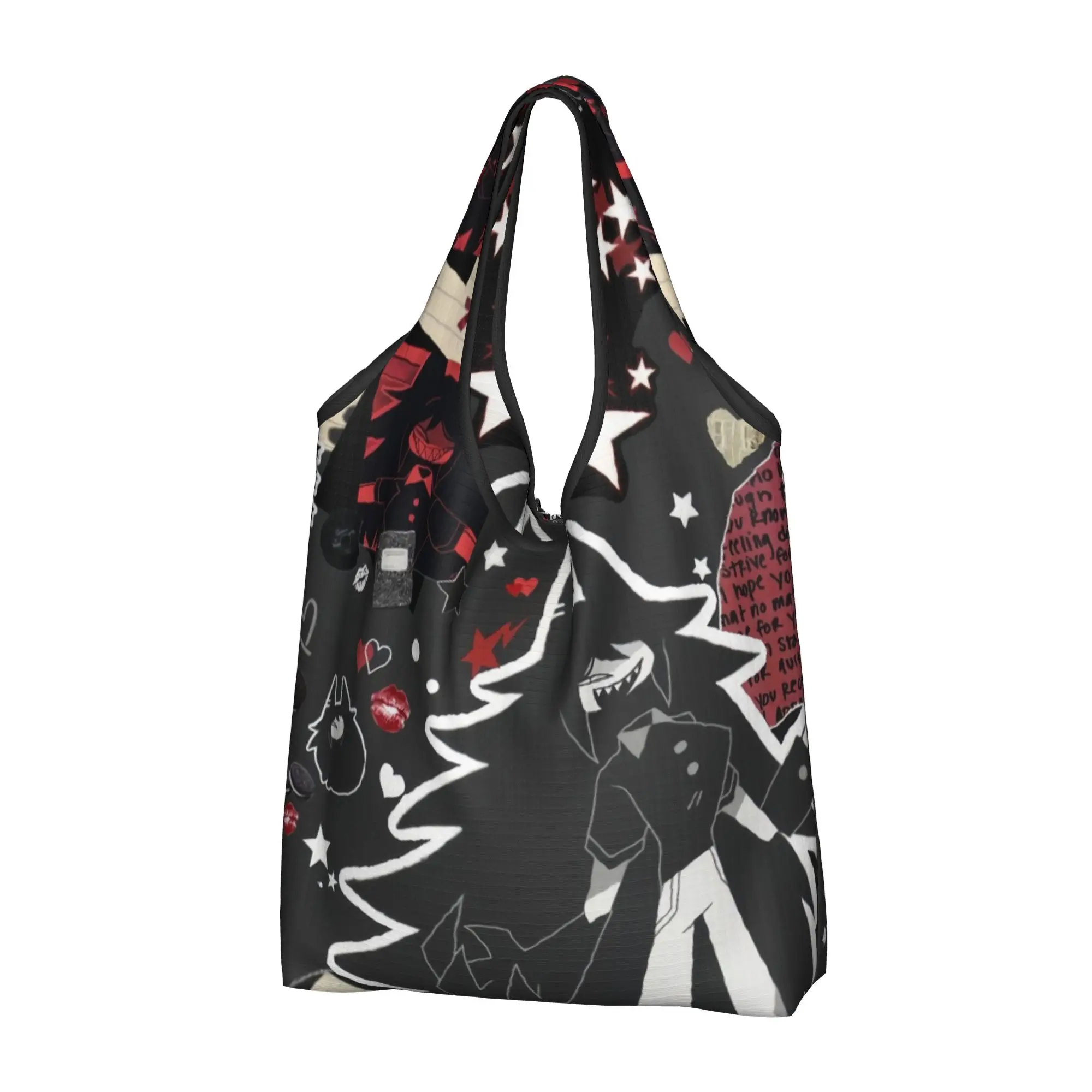 Custom Cartoon Miss Circle  Anime    Shopping Bag Women Portable Large Capacity Grocery  Shopper Tote Bags