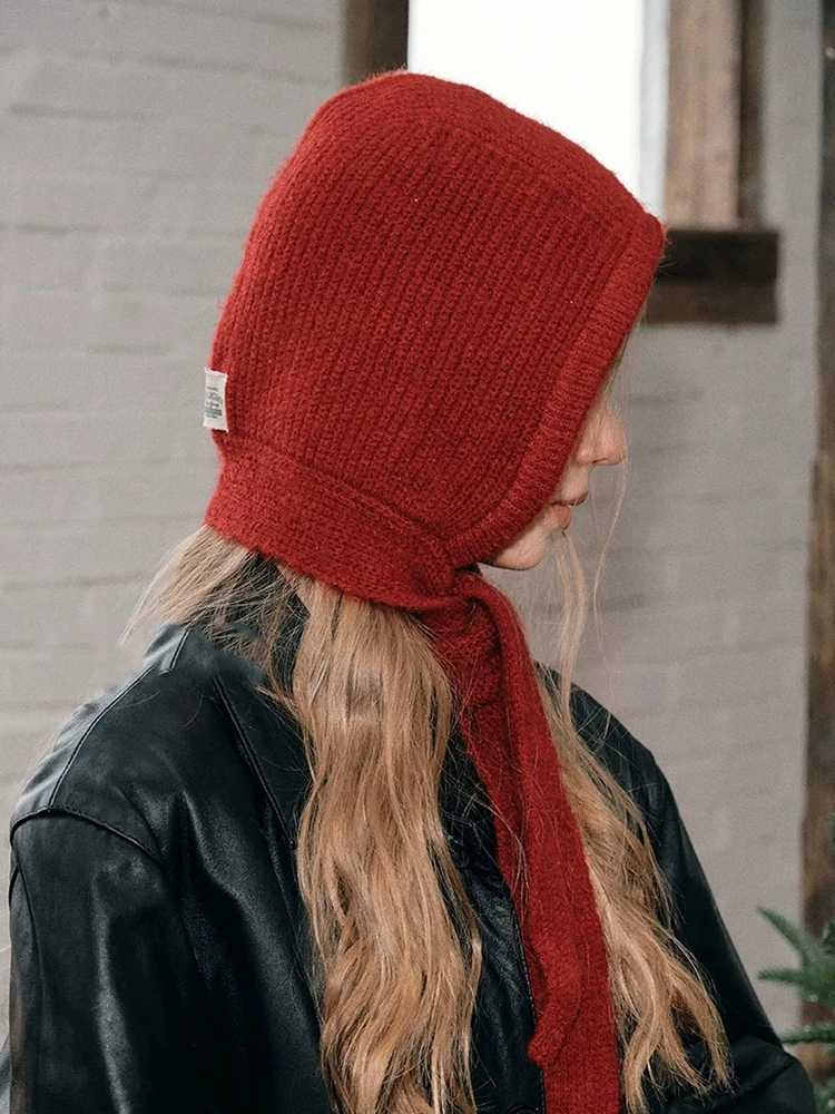 محبوك الشتاء الصوف بالاكلافا 1 قطعة منفذها قبعة وشاح الشتاء اكسسوارات مقنعين قبعة الرقبة الأذن حماية وشاح قبعة الطقس البارد #3