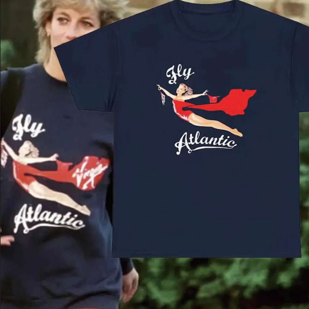 Fly Atlantic Princess Diana T-shirt Vintage Princess Diana Retro 80s Clothing Vintage 90s Tshirt Unisex Short Sleeve Tops