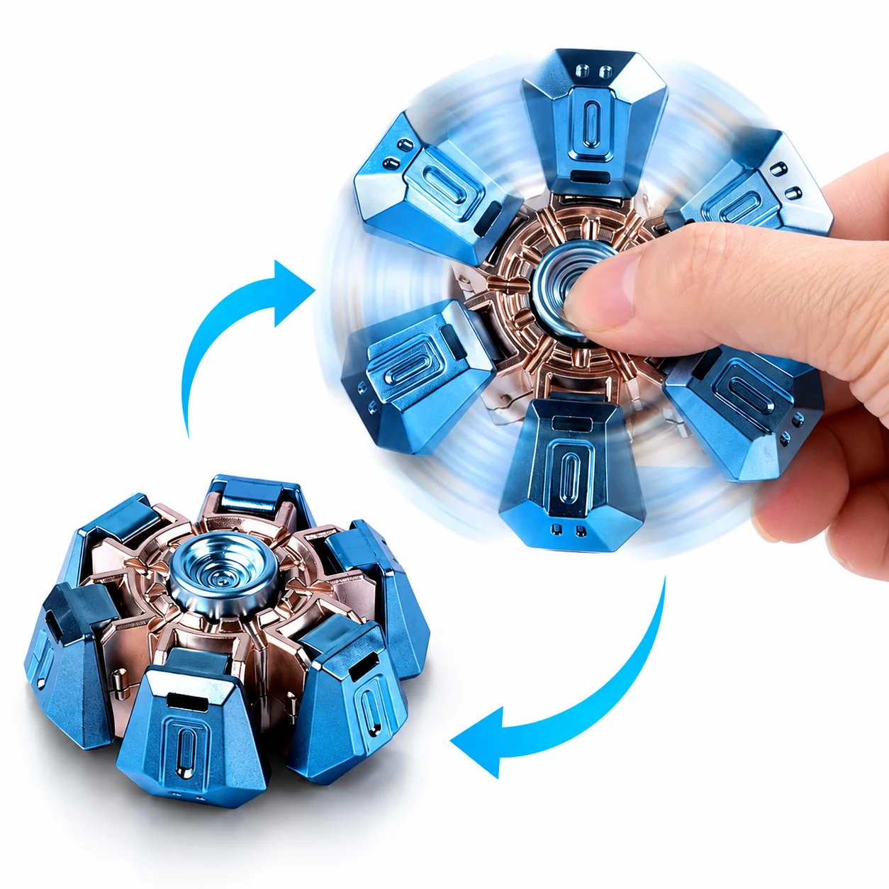 Mechanical Finger Gyro Spinner Toy, Transforming Fidget Spinner, Metal Gear Rotation Stress Relief Desk Toy