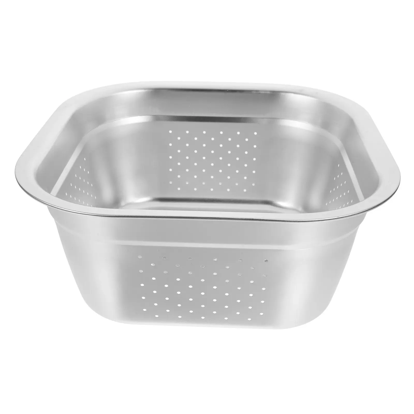 

Stainless Steel Thick Metal Colander Large Capacity Washing Basin Vegetable Fruit Rice Draining Kitchen Gadget