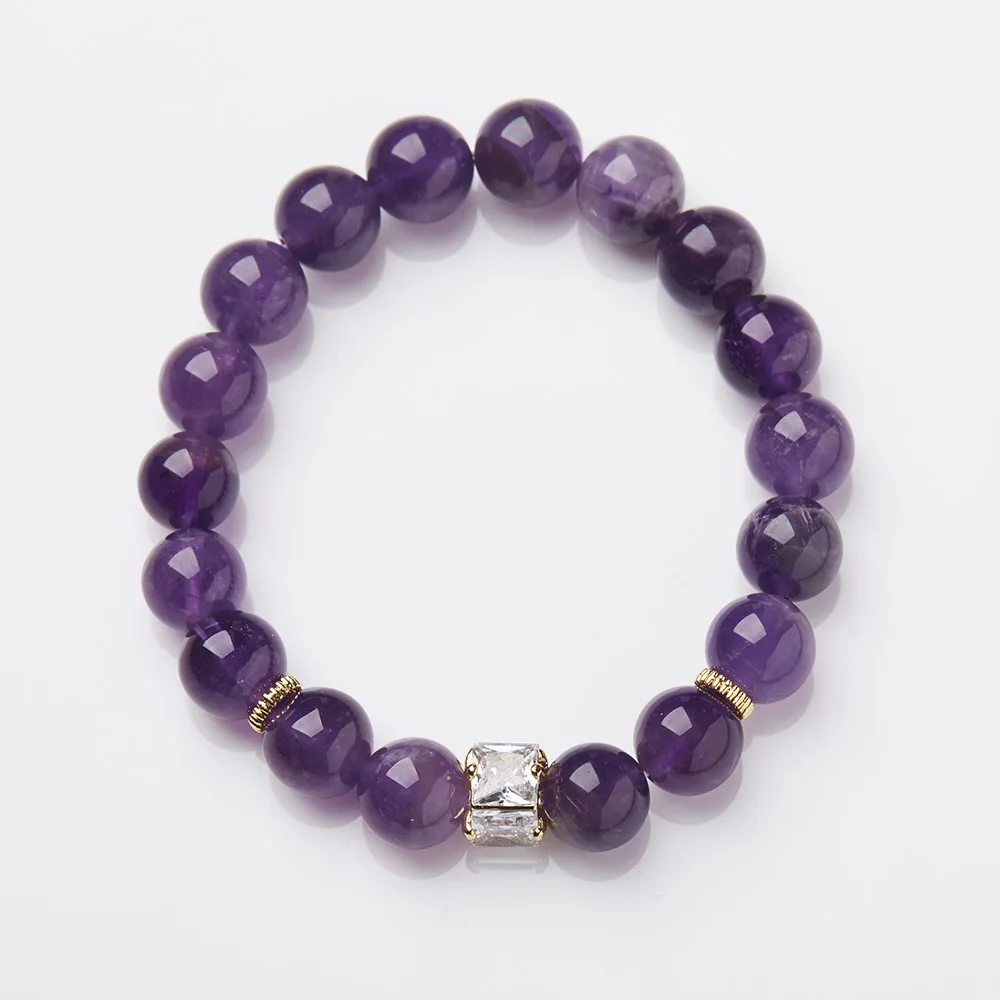 2026 Year of the Dragon Good Luck Amethyst Square Candy Multi Gemstone Beaded Bracelet for Women Gifts