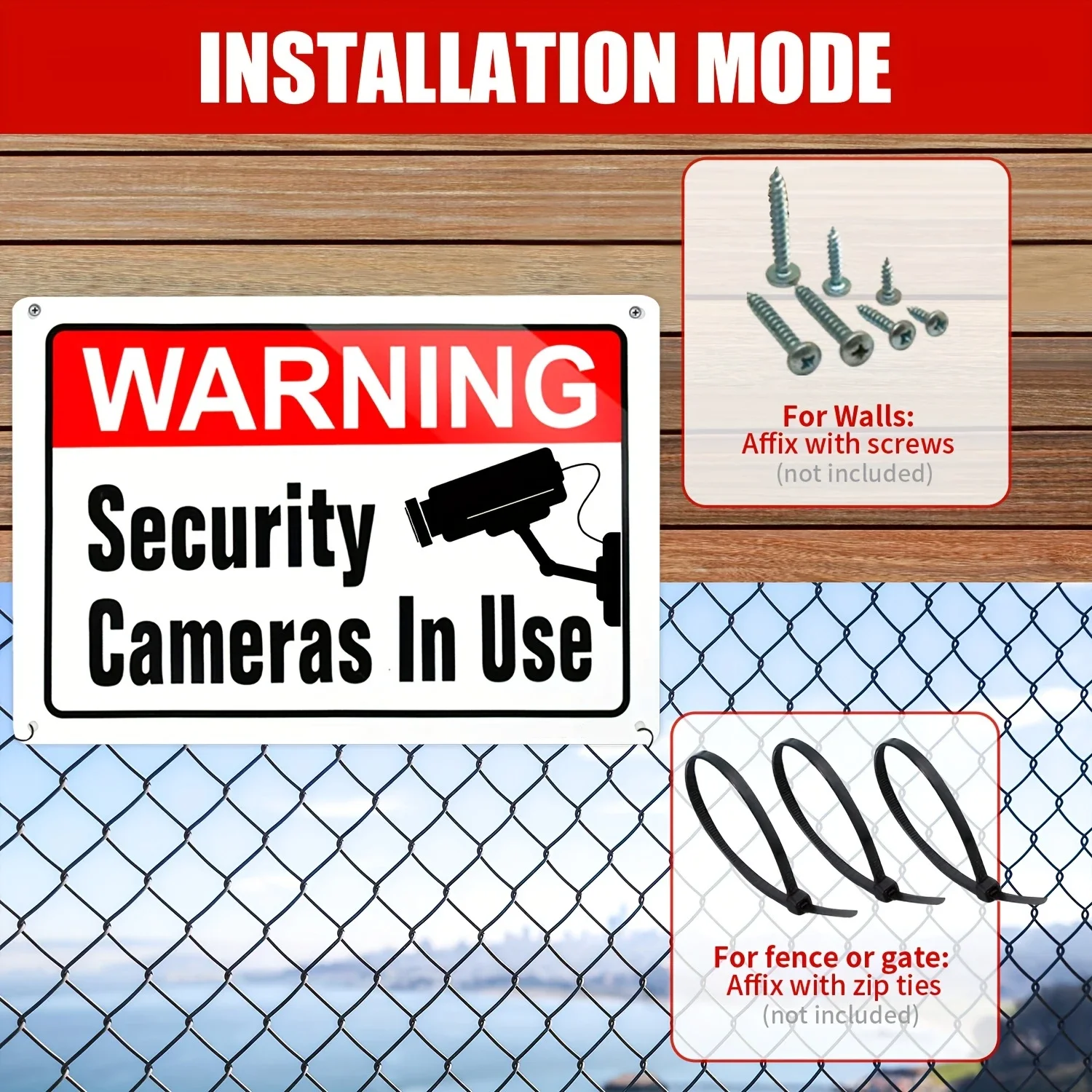 2Pcs Warning Video Surveillance In Use Sign, Security Cameras In Use Sign,  For Yard House Property And Business Driveway Alert