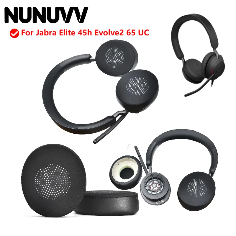 

Leather Sleeve Cooling Gel Replacement Earpad for Jabra Elite 45h Evolve2 65 UC Headphone