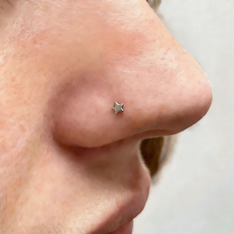 1Pc Trendy Sweet Cool Style Stainless Steel 0.8mm Star Nose Stud for Cool Girls Unique Body Piercing High Quality Gift