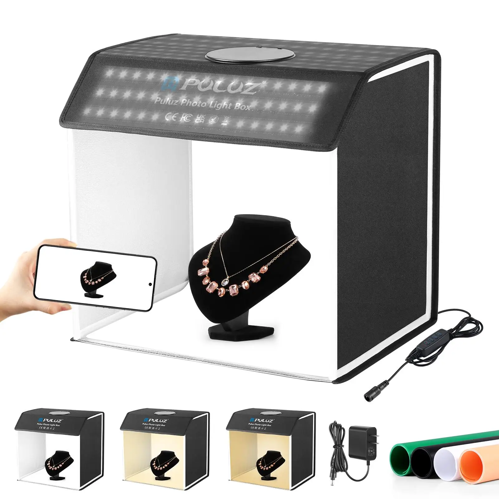 42 X 42 X 31.5 cm Studio Box 30W Cube Portable Simple Folding Studio Set Photography Soft Light Box with 4 Color Backgrounds