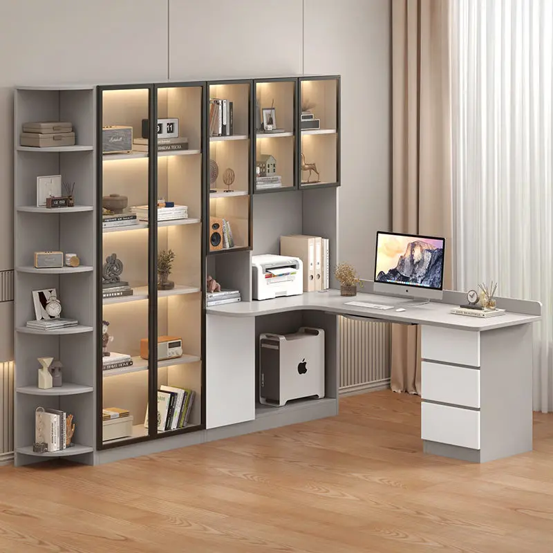 

Bookcase Computer Desk Bookshelf Integrated Shelves Drawers Bedroom Home Student Study Table Writing Solid Wood Office Table